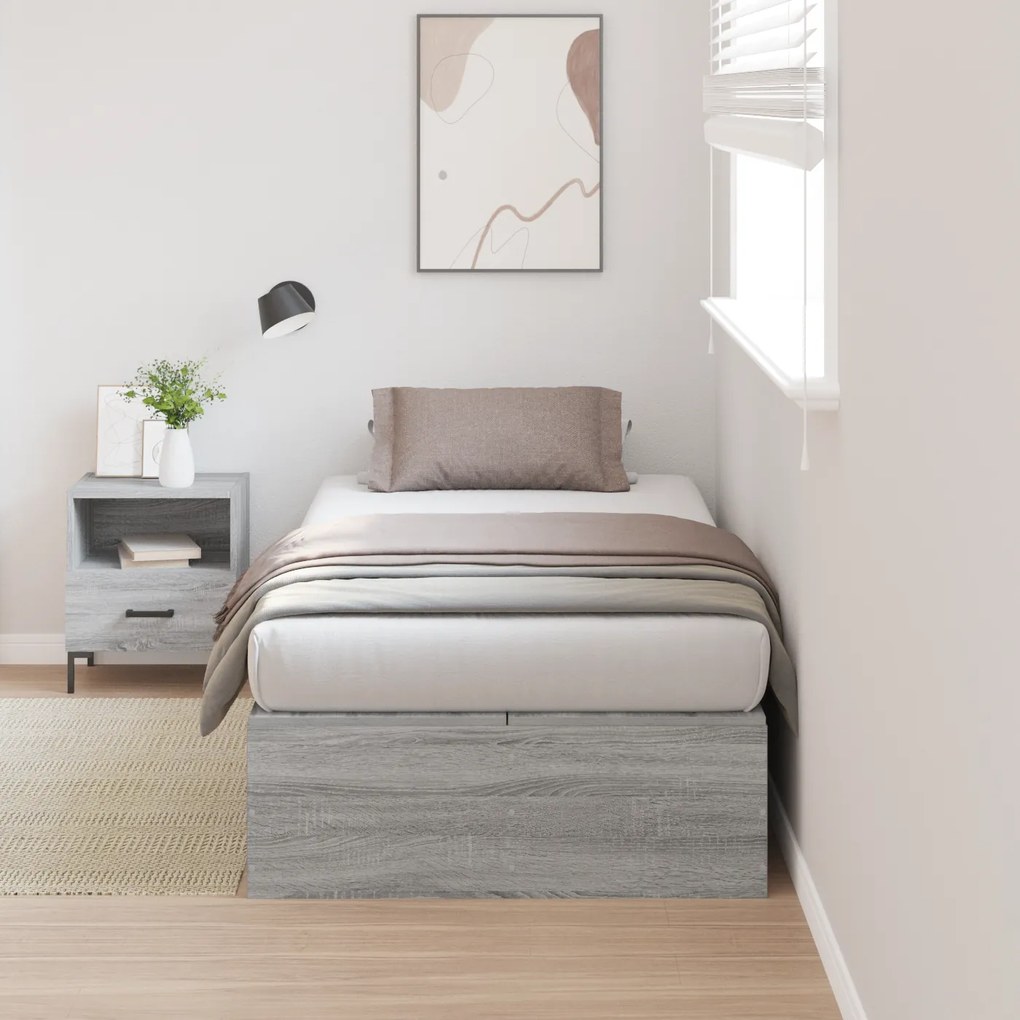 vidaXL Κρεβάτι Αποθήκευσης Γκρι Sonoma 90x200 εκ.