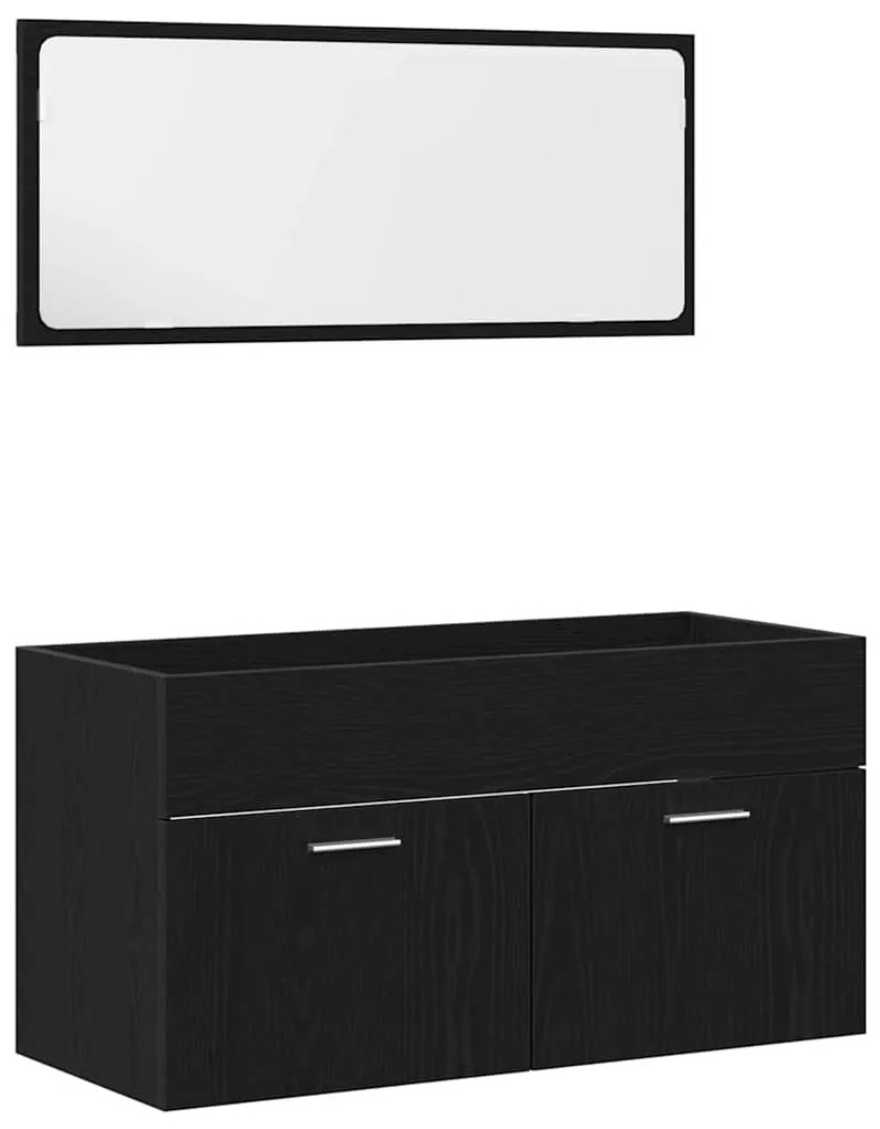 vidaXL Σετ Επίπλων Μπάνιου 2 pcs Μαύρη Οξυά Επεξεργασμένο ξύλο