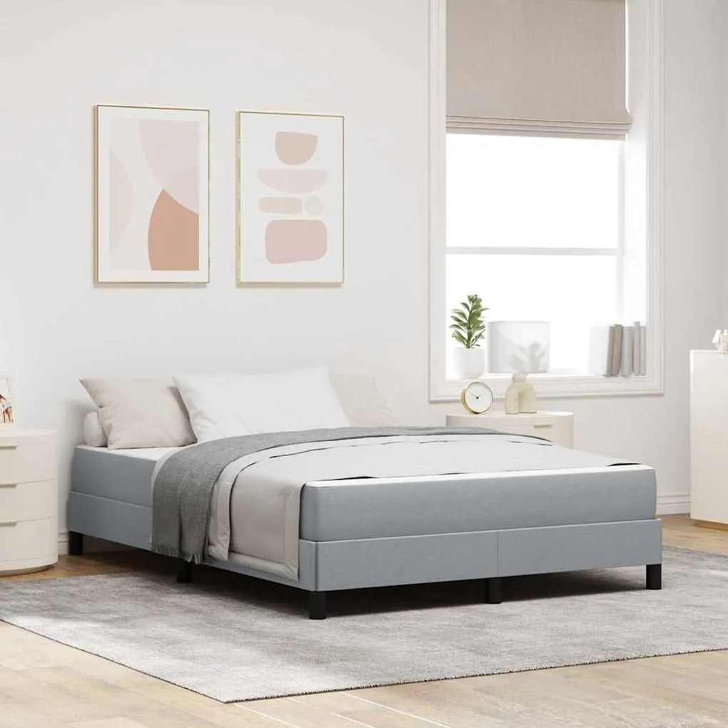vidaXL Κρεβάτι με ελατήρια Άλλο Ανοιχτό γκρι 140 x 190 cm ύφασμα