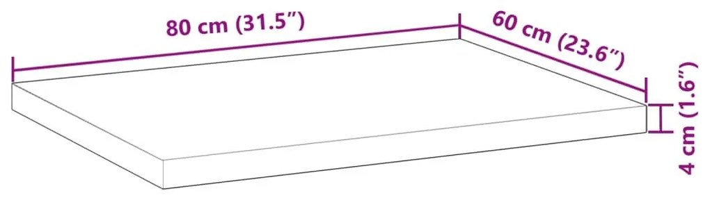 Επιφ. Νιπτήρα Μπάνιου Φινίρισμα Λαδιού 80x60x4 εκ Μασίφ Ακακία - Καφέ