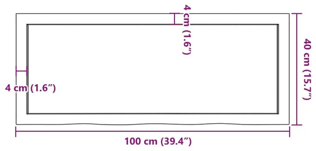 Επιφάνεια Τραπεζιού Σκούρο Καφέ 100x40x(2-4)εκ Επεξ. Μασίφ Δρυς - Καφέ