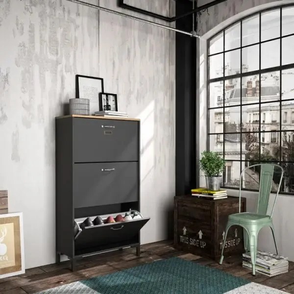 Insi Manchester παπουτσοθήκη 68x30x123εκ. Helvezia Oa / Black  0171.GM44