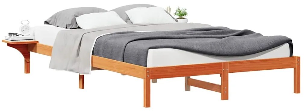 vidaXL Κρεβατοκάμαρα με Πλαϊνά Τραπέζια Κερωτό καφέ 140 x 220 cm