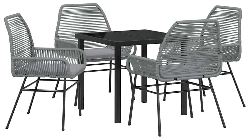 vidaXL Σέτ φαγητού για κήπο με μαξιλάρι 5 pcs Γκρι συνθετικό ρατάν