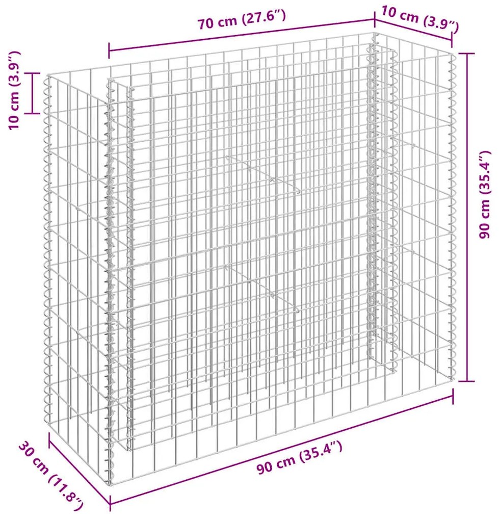 vidaXL Συρματοκιβώτιο-Γλάστρα Υπερυψωμένη 90x30x90 εκ. Γαλβ. Χάλυβας