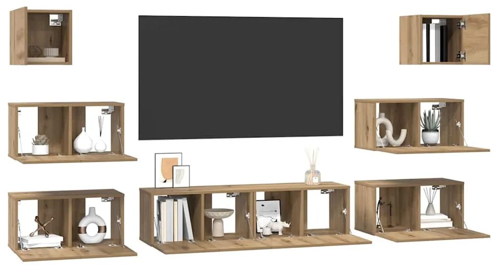 vidaXL Σετ επίπλου τηλεόρασης 8 pcs artisan δρυς 60 x 30 x 30 cm