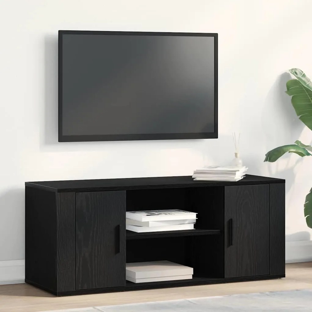 vidaXL Τηλεοπτική Βάση Μαύρη δρυς 100 x 35 x 40 εκ Επεξεργασμένο ξύλο