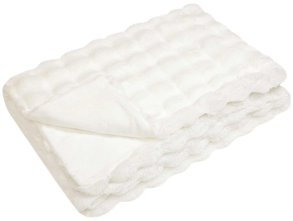 vidaXL Ψεύτικη κουβέρτα από κουνέλι Λευκό 150 x 220 cm Πολυεστέρας