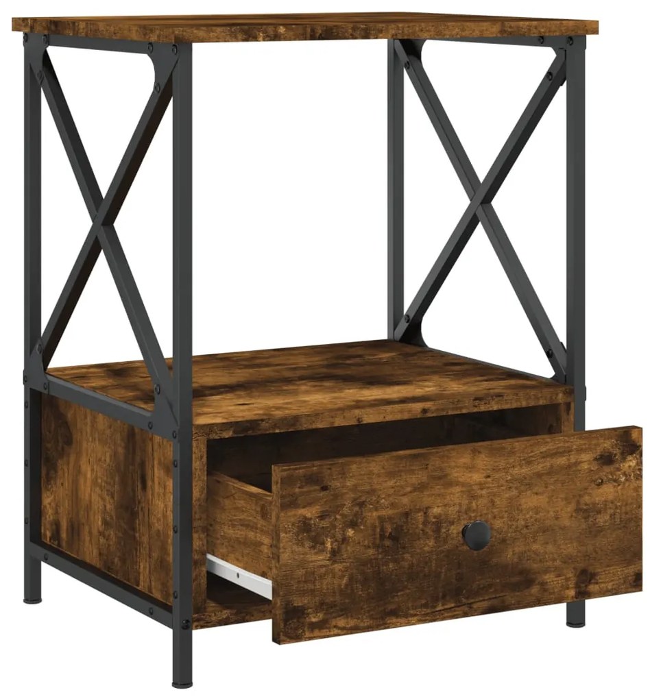 vidaXL Κομοδίνα 2 τεμ Καπνιστή Δρυς 50x41x65 εκ. Επεξεργασμένο Ξύλο