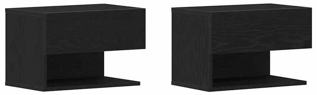 vidaXL Κομοδίνο 2 pcs Μαύρη Οξυά 46 x 30 x 30 εκ Επεξεργασμένο ξύλο
