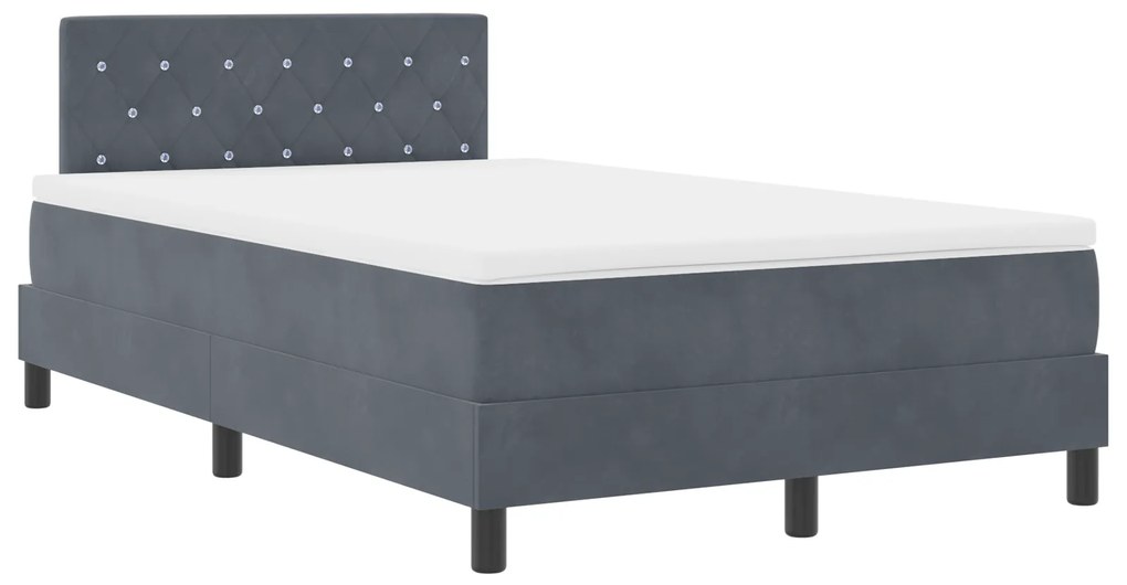 vidaXL Κρεβάτι Box Spring με Στρώμα Σκούρο Γκρι 120x200 εκ. Βελούδο