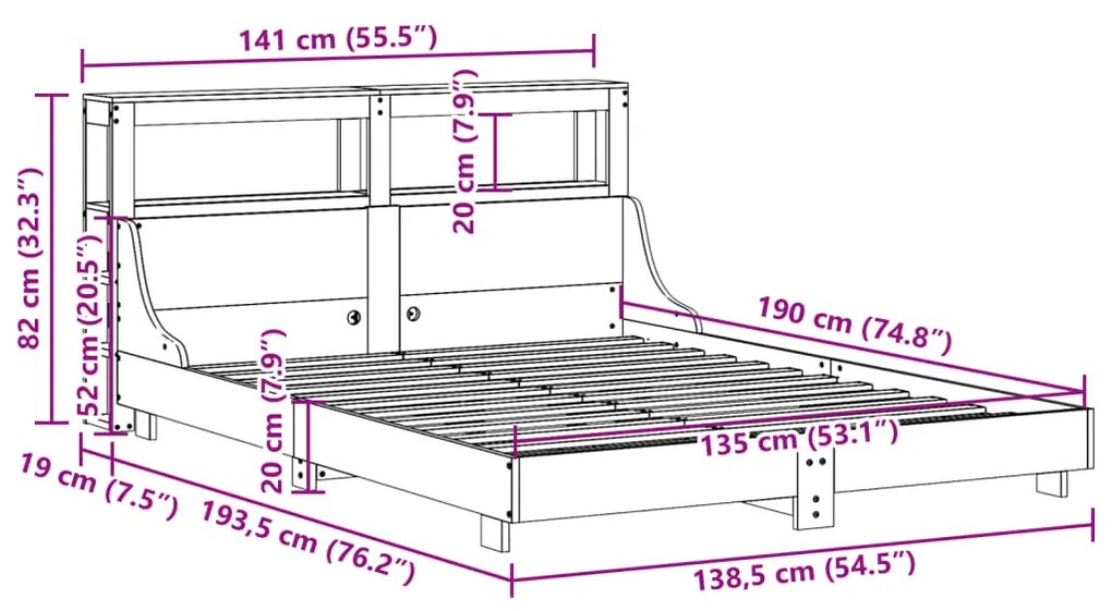 ΣΚΕΛΕΤΟΣ ΚΡΕΒ. ΧΩΡΙΣ ΣΤΡΩΜΑ ΚΑΦΕ ΚΕΡΙΟΥ 135X190 ΕΚ ΜΑΣΙΦ ΠΕΥΚΟ 3306437