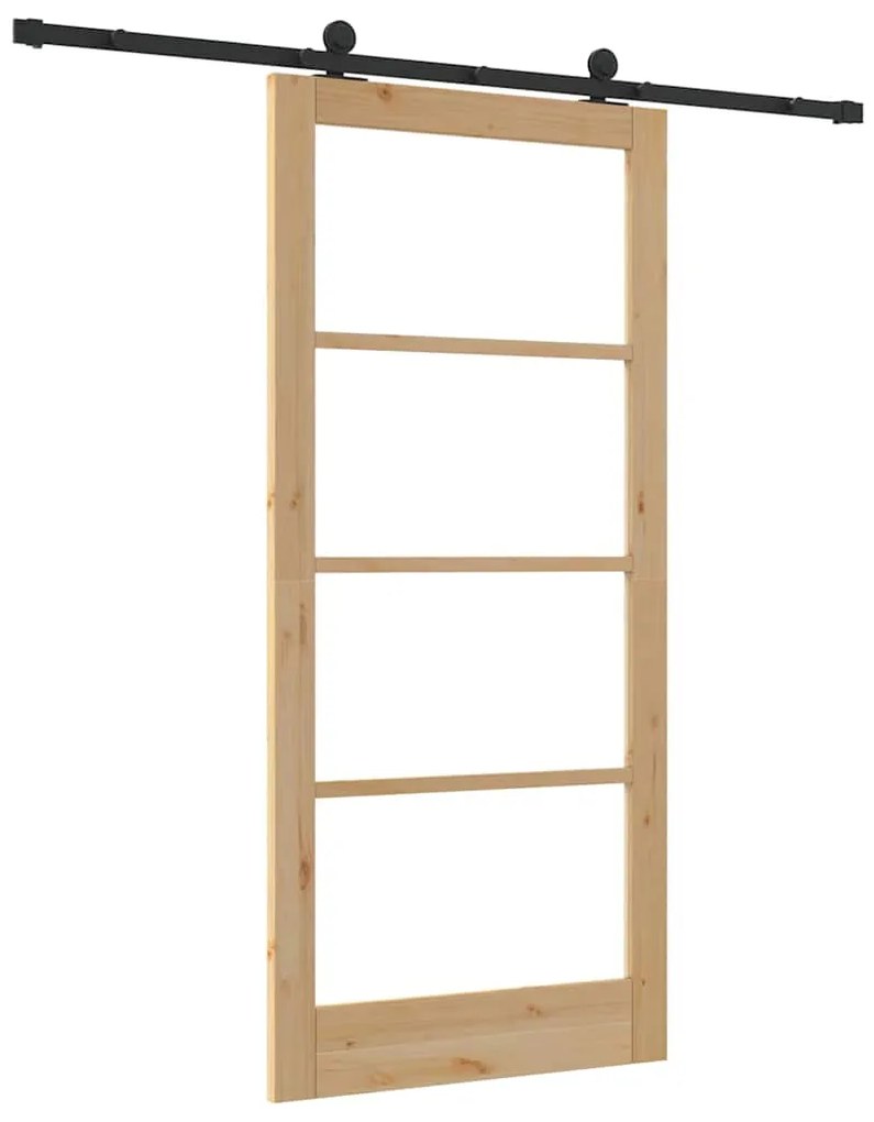 vidaXL Συρόμενη Πόρτα ORKDAL Καφέ 93 x 202 cm Ξύλο και μέταλλο