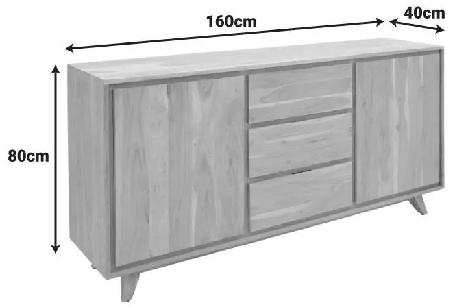 Μπουφές Emira Μασίφ Ξύλο Ακακίας σε Φυσικό 160x40x80 εκ. 160x40x80 εκ.