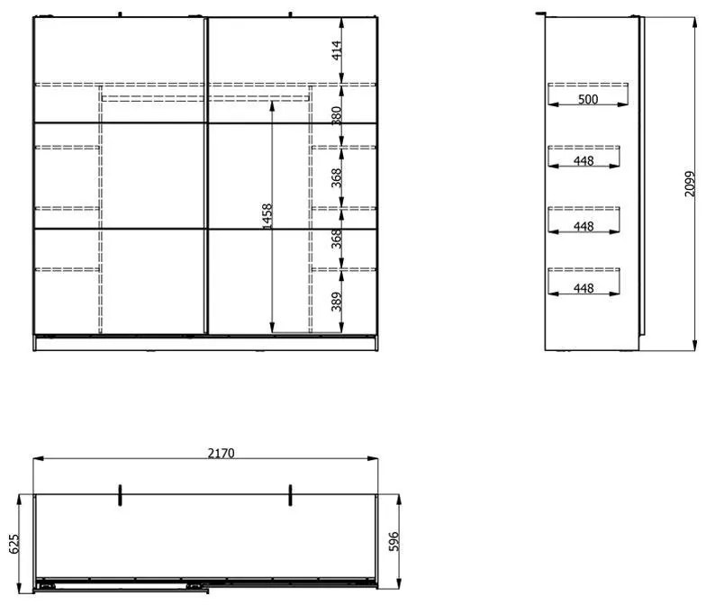 Ντουλάπα Sierra 220 Λευκό 217x62.5x210 εκ. 217x62.5x210 εκ.