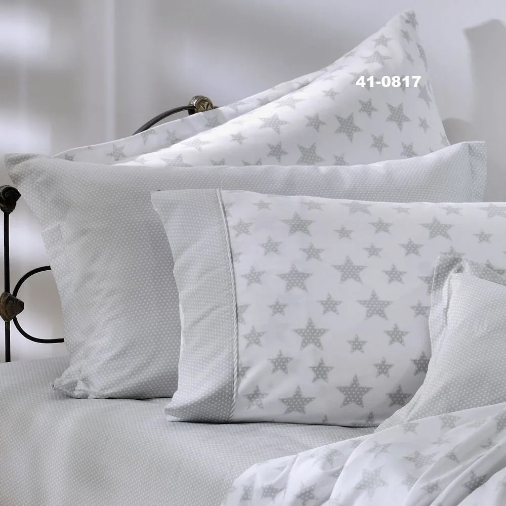Μαξιλαροθήκες Παιδικές 768 Σετ 2τμχ 41-0817 Oxford White - Grey Down Town 52X75 100% Cotton Satin