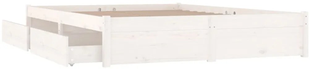 vidaXL Πλαίσιο Κρεβατιού Συρτάρια Λευκό 180 x 200 εκ Super King Size