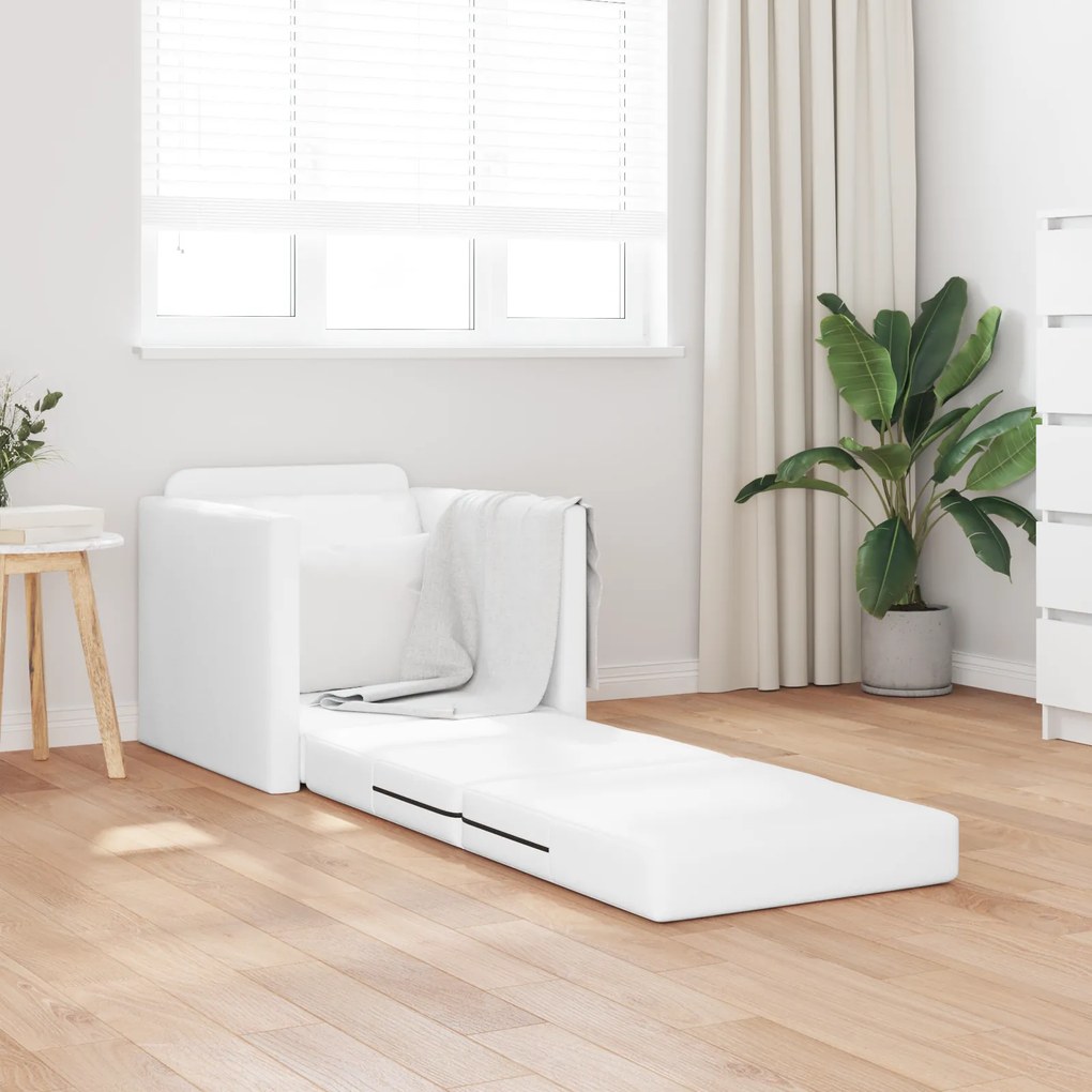 vidaXL Καθιστικό Κρεβάτι 2 σε 1 Λευκό 74x77x81 cm από Τεχνητό Δέρμα