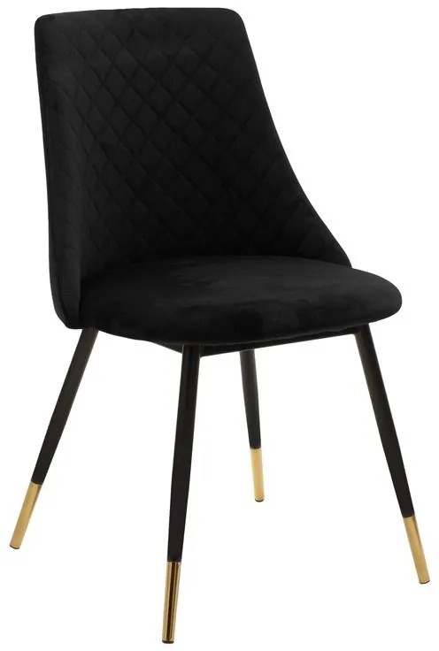 Καρέκλα Giselle βελούδο μαύρο-πόδι μαύρο χρυσό 51x52x82 εκ.