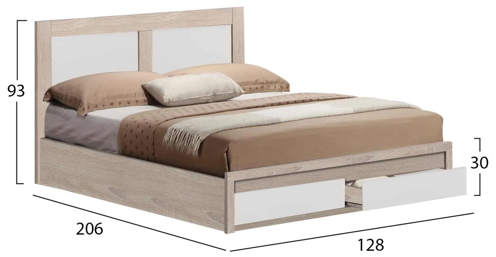 ΚΡΕΒΑΤΙ CAPRI HM665.06 ΜΕ 2 ΣΥΡΤΑΡΙΑ ΜΕΛΑΜΙΝΗ SONAMA-ΛΕΥΚΟ ΓΙΑ ΣΤΡΩΜΑ 120x200 εκ.