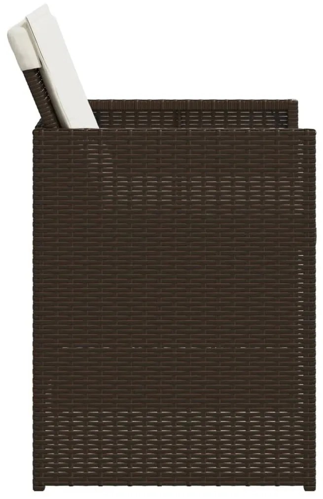 vidaXL Καρέκλες Κήπου 4 τεμ. Καφέ Συνθ. Ρατάν Μαξιλάρια