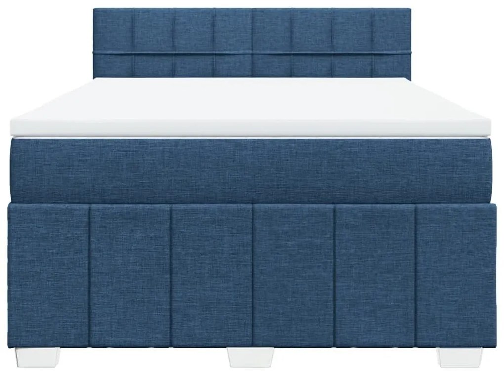 Κρεβάτι Boxspring με Στρώμα Μπλε 160x200 εκ. Υφασμάτινο - Μπλε