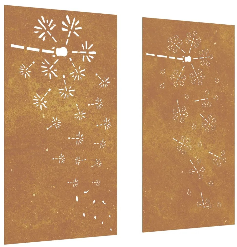 vidaXL Διακοσμητικά Κήπου 2 τεμ. Σχ. Λουλούδια 105x55 εκ Ατσάλι Corten