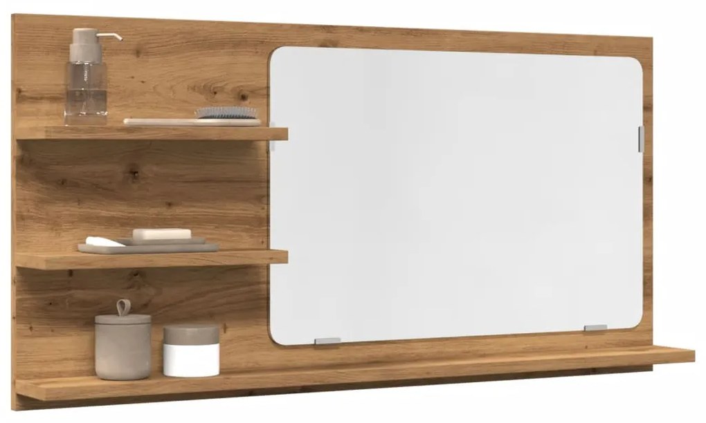 Έπιπλο Καθρέφτη Μπάνιου Αρτισιανή Δρυς 90x11x45 εκ Επεξ.Ξύλο