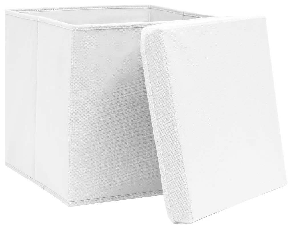 vidaXL Κουτιά Αποθήκευσης με Καπάκια 10τεμ Λευκά 32x32x32εκ Υφασμάτινα