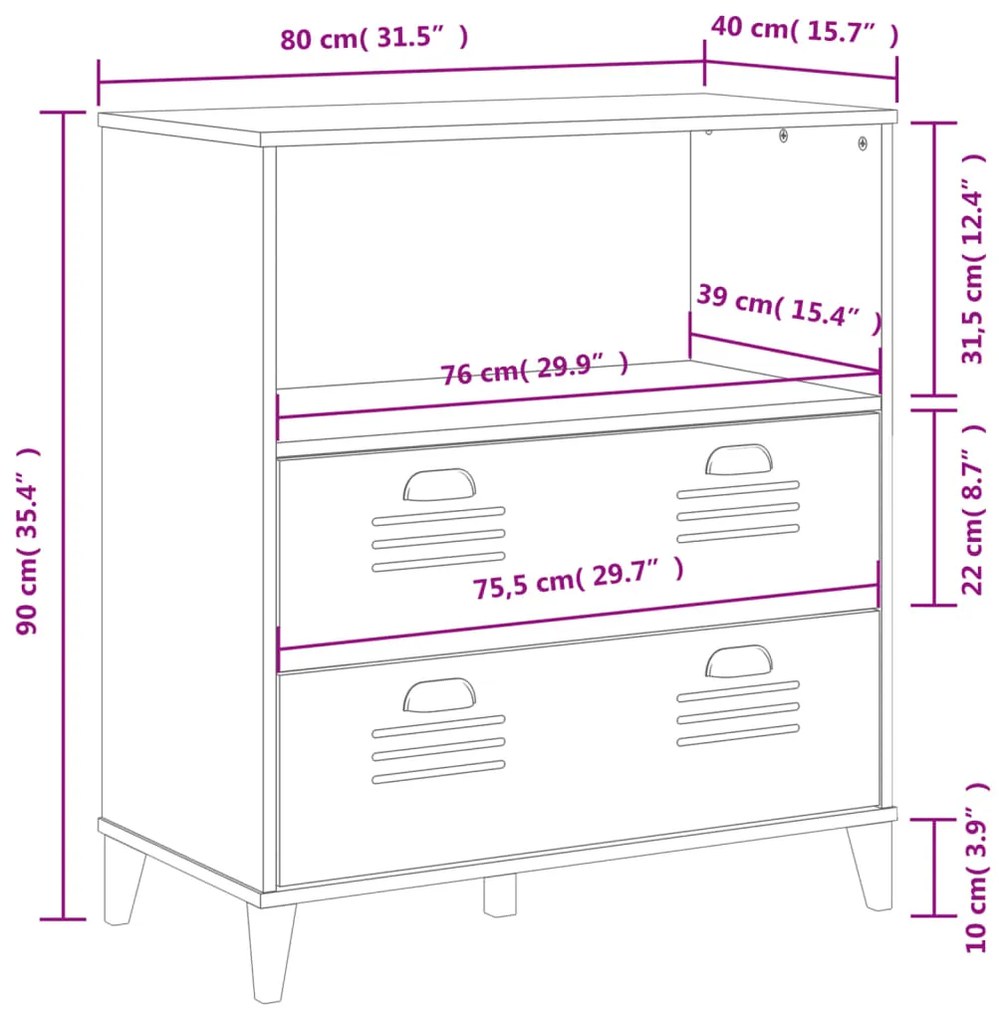 ΒΙΒΛΙΟΘΗΚΗ VIKEN ΛΕΥΚΗ 80X40X90 ΕΚ. ΑΠΟ ΜΑΣΙΦ ΞΥΛΟ ΠΕΥΚΟΥ 374944