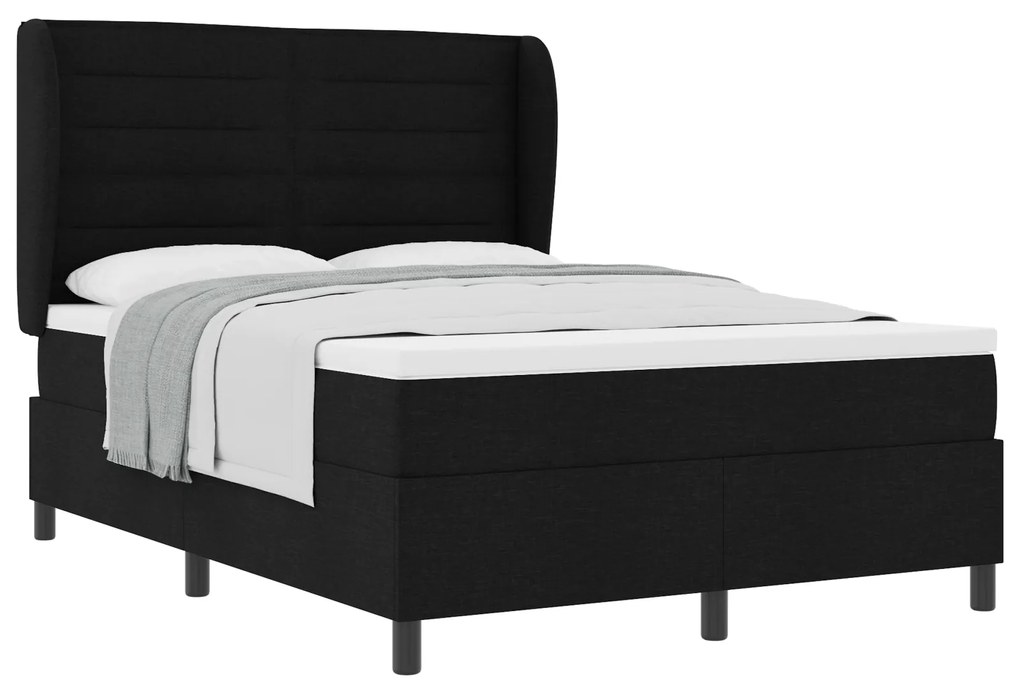 vidaXL Κρεβάτι Box Spring με Στρώμα Μαύρο 160x200 εκ. Υφασμα