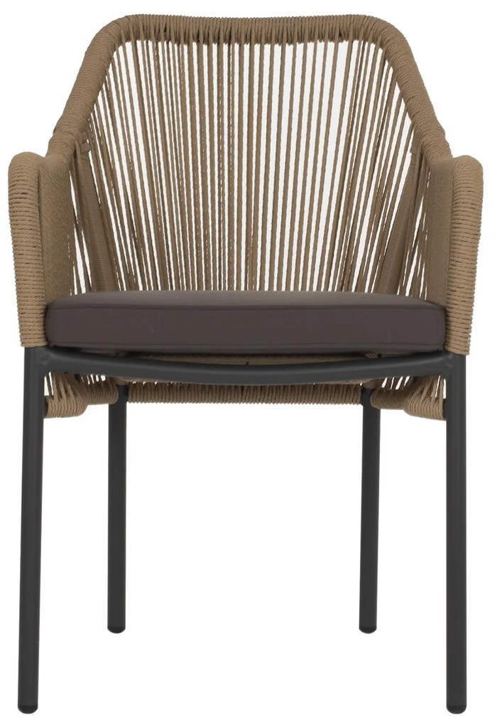 Καρέκλα - Πολυθρόνα C5855.02 Ανθρακί Αλουμινίου με Μπέζ Wicker Σχοινί 56x66x82 εκ. 56x66x82 εκ.