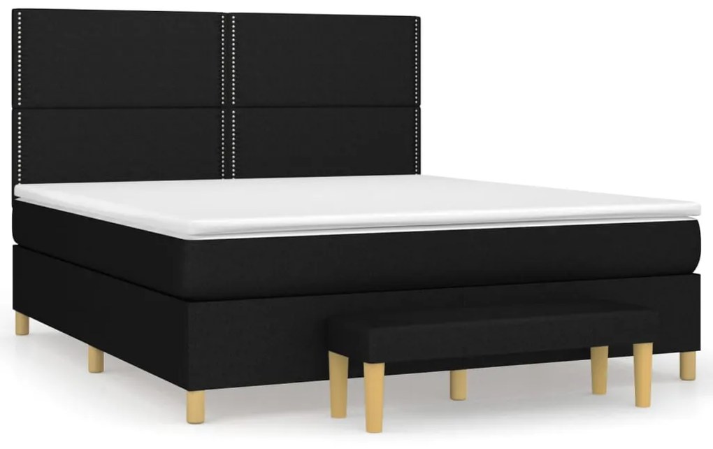 vidaXL Κρεβάτι Boxspring με Στρώμα Μαύρο 180x200 εκ. Υφασμάτινο