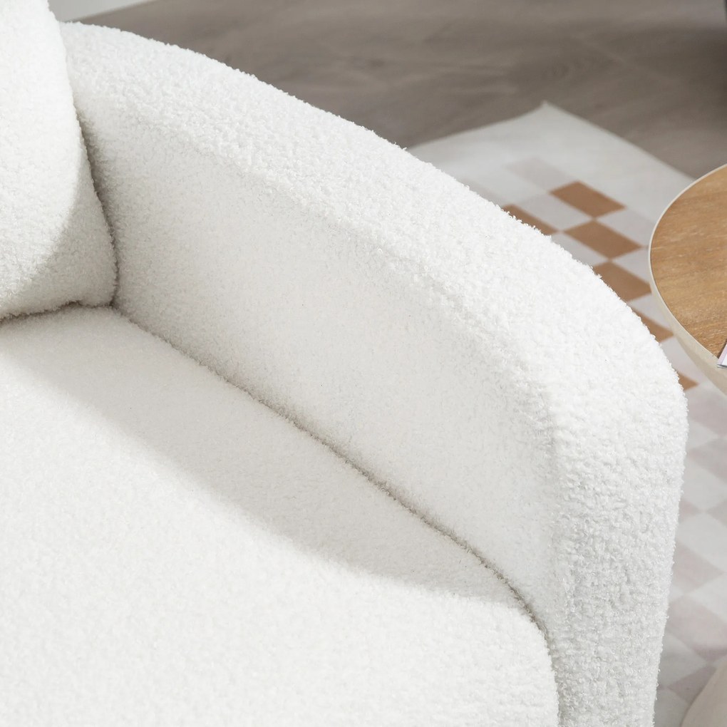 HOMCOM Μοντέρνα πολυθρόνα, πολυθρόνα με πόδια από καουτσούκ, οσφυϊκό μαξιλάρι, για σαλόνι, υπνοδωμάτιο, γραφείο, λευκό