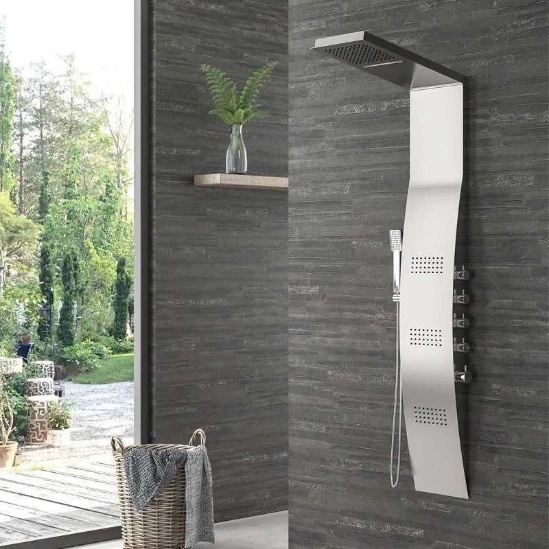 Karag LEONORA Θερμοστατική Στήλη Υδρομασάζ Inox Αλουμίνιο, Μπρούτζος S9786
