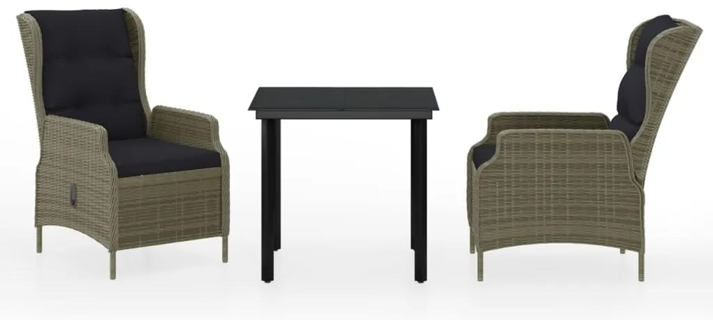 vidaXL Σετ Τραπεζαρίας Κήπου 3 Τεμαχίων Καφέ