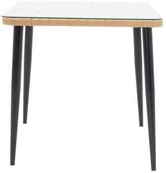 Σετ κήπου Τραπεζαρία Naoki U 5τεμ rattan pe σε Φυσικό και Μαύρο μέταλλο 80x80x78εκ. 80x80x78 εκ.