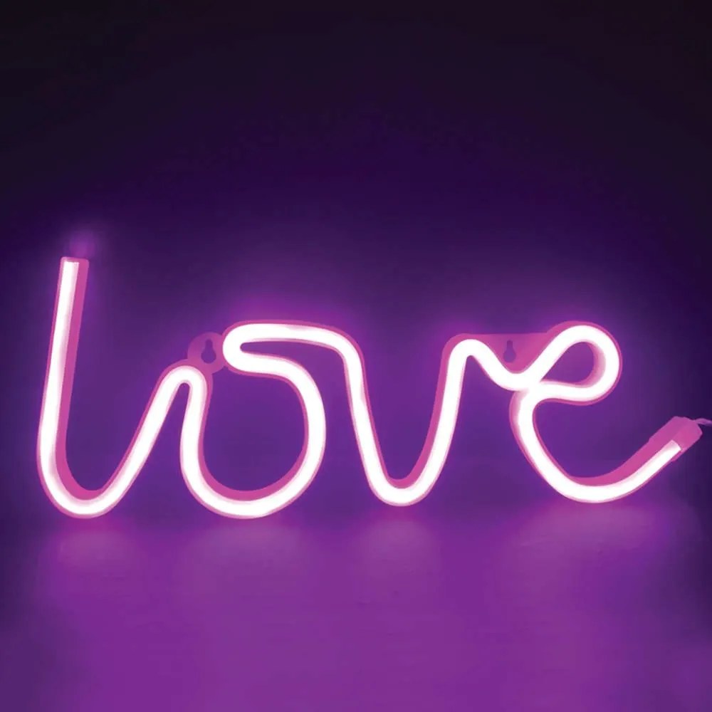 Φωτιστικό Επιτραπέζιο Με Μπαταρία Love 118 Neon X041187322 Led Usb 35,5X2X13cm Pink Aca