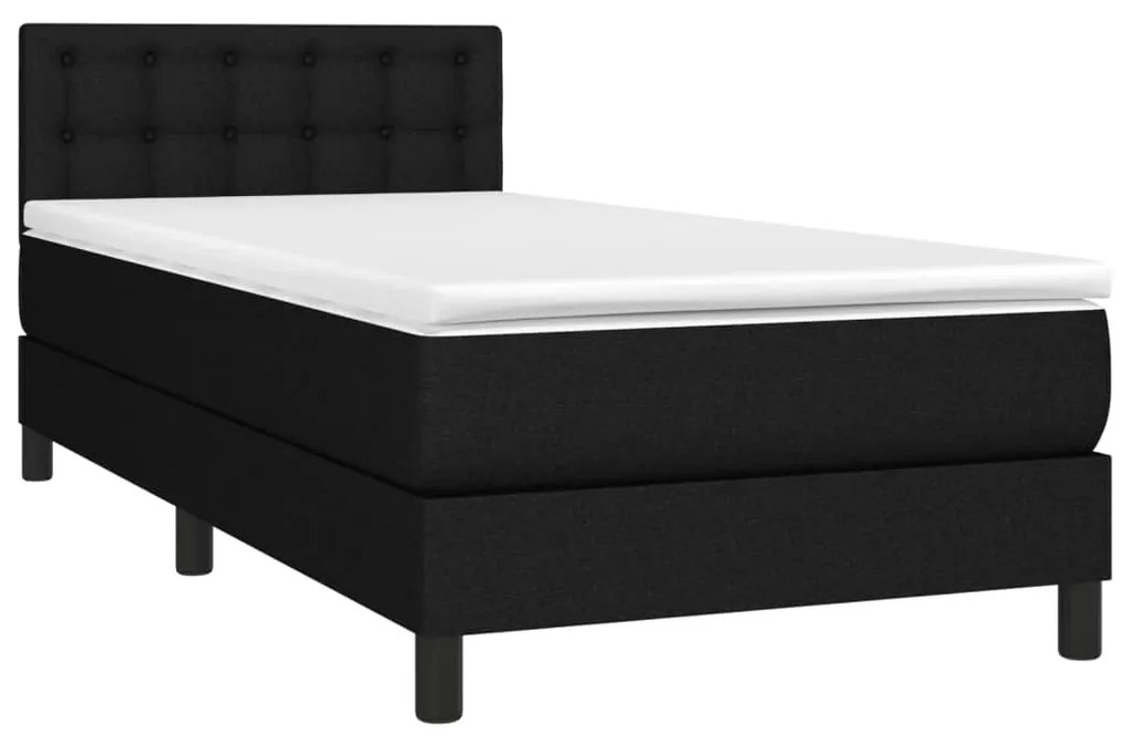 vidaXL Κρεβάτι Boxspring με Στρώμα &amp; LED Μαύρο 90x200 εκ. Υφασμάτινο
