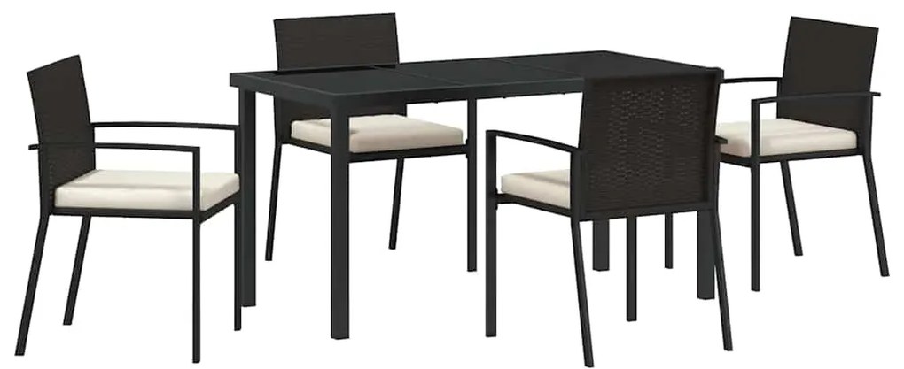 vidaXL Σέτ φαγητού για κήπο 5 pcs Μαύρο Πολυ ράταν