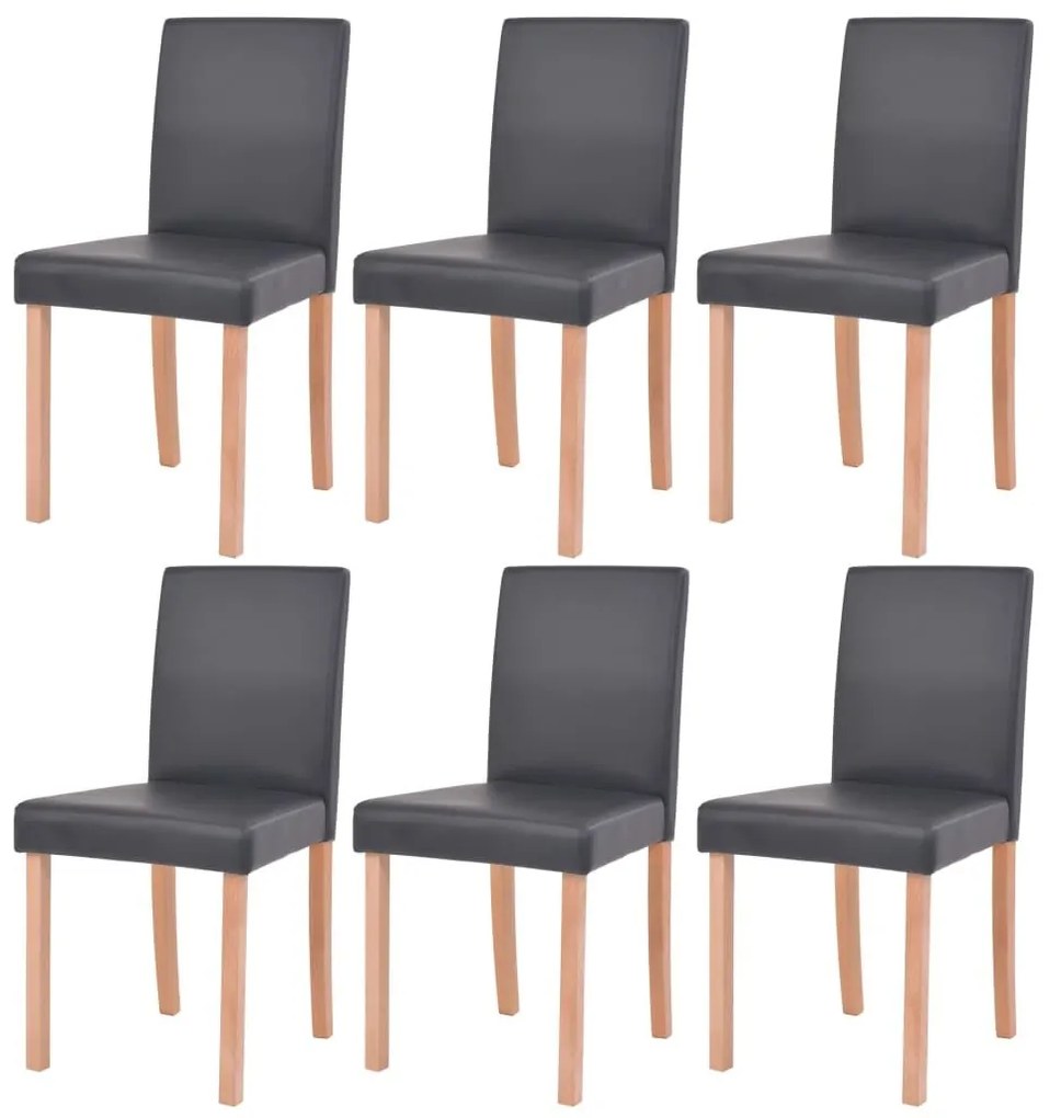 Τραπεζαρία &amp; Καρέκλες 7 τεμ. Μαύρα Συνθετικό Δέρμα / Ξύλο Δρυός - Καφέ