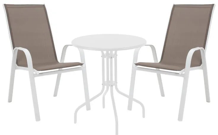 Σετ κήπου - Τραπεζαρία Vergo - Calan 3 τεμ. μέταλλο λευκό Φ60x70 εκ. 60x60x70 εκ.