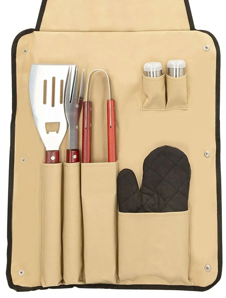 Σετ Σκεύη για Μπάρμπεκιου Aktive 7 Τεμάχια Μπάρμπεκιου Ανοξείδωτο ατσάλι 42 x 67 x 3 cm (4 Μονάδες)