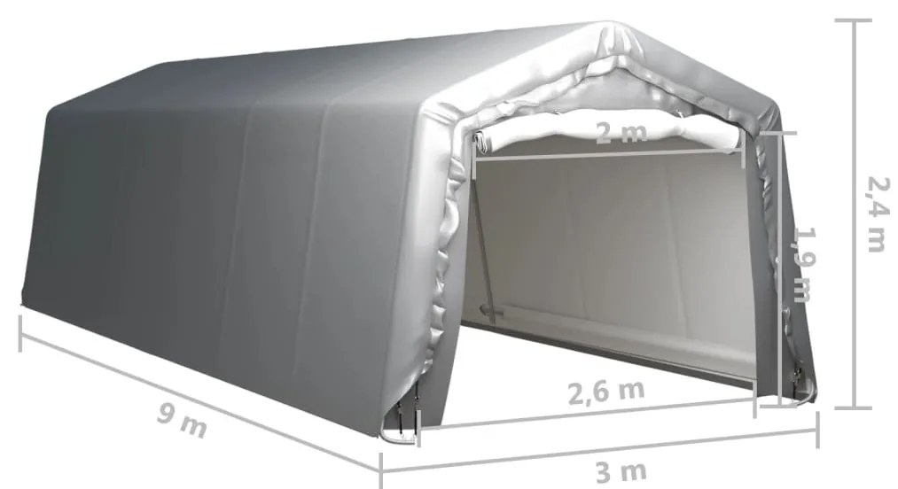 vidaXL Τέντα Αποθήκευσης Γκρι 300 x 900 εκ. Ατσάλινη