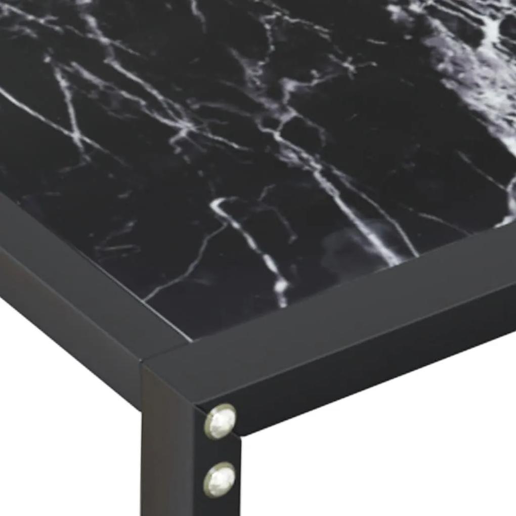 Τραπέζι Κονσόλα Μαύρο Όψη Μαρμάρου 160x35x75,5 εκ. Ψημένο Γυαλί - Μαύρο