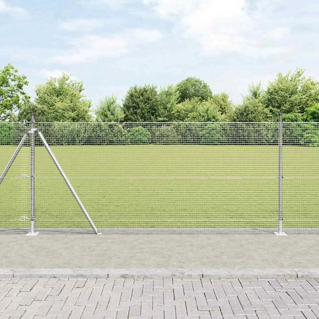 vidaXL Φράχτης με Στήλες. Ασημί 0.8 x 10 m Ατσάλι