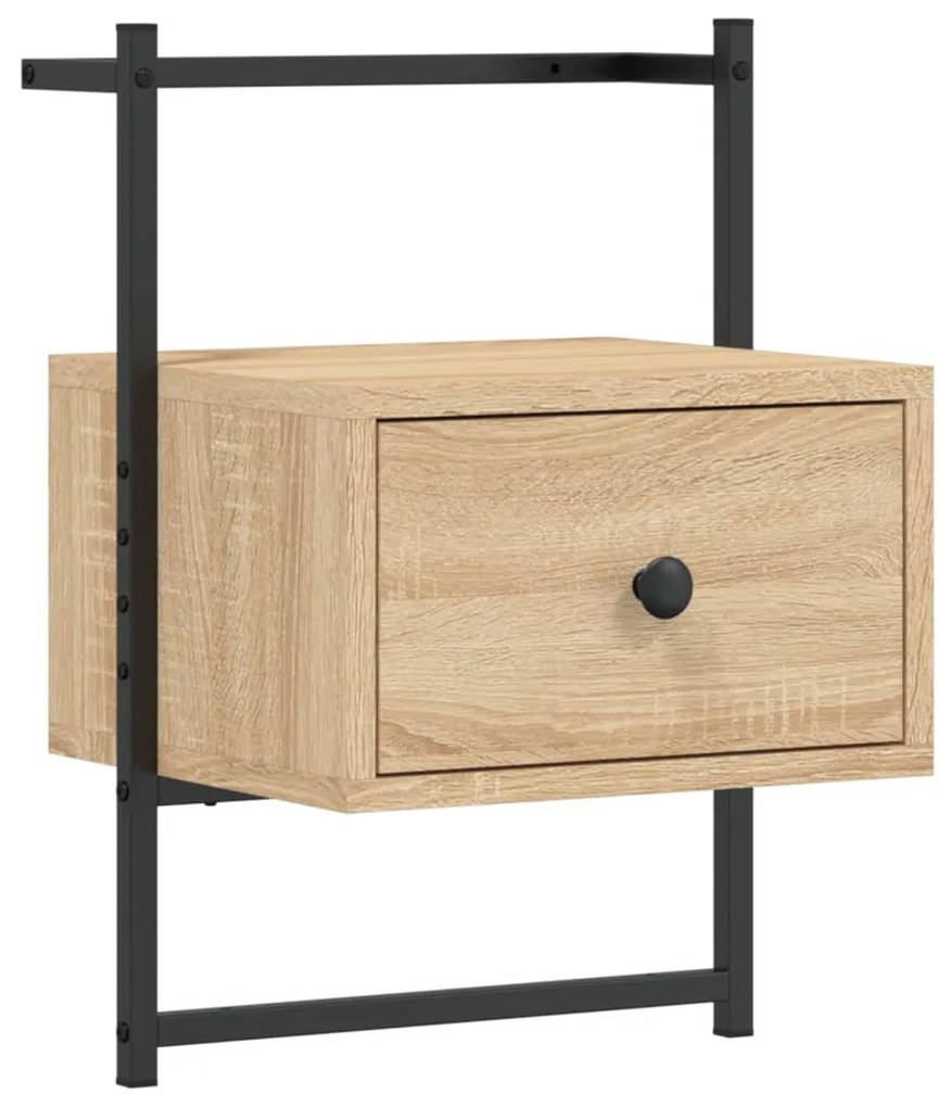 vidaXL Κομοδίνα Επιτοίχια 2 τεμ. Sonoma Δρυς 35x30x51 εκ Επεξεργ. Ξύλο
