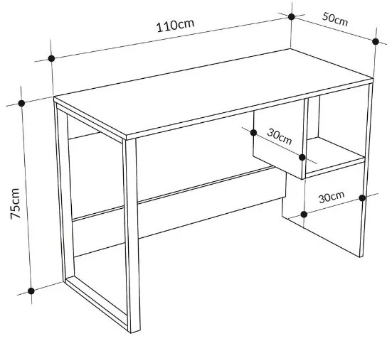 Γραφείο εργασίας Cubo Megapap χρώμα λευκό - sapphire oak 110x50x75εκ.