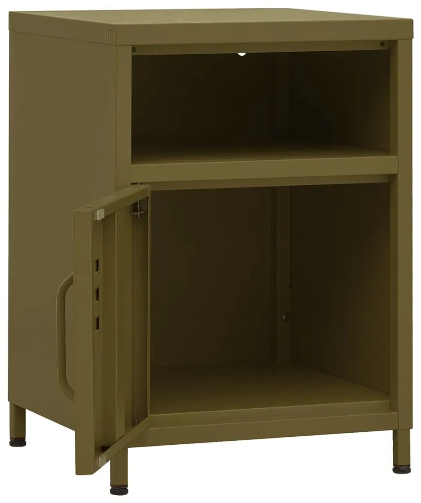 vidaXL Κομοδίνα 2 τεμ. Πράσινο Ελιάς 35 x 35 x 51 εκ. Ατσάλινα