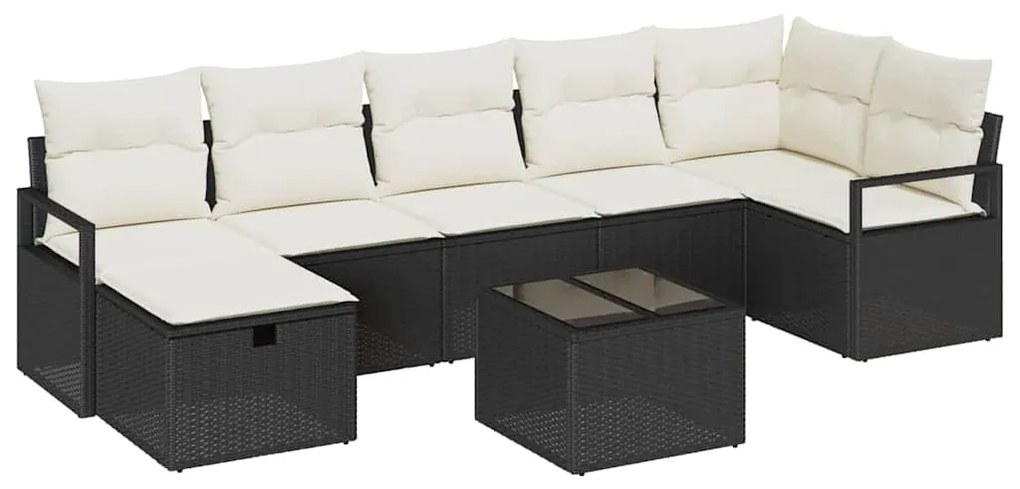 vidaXL Σετ Καναπέ Κήπου 8 pcs Μαύρο και κρεμ 287 x 122 x 85 εκ